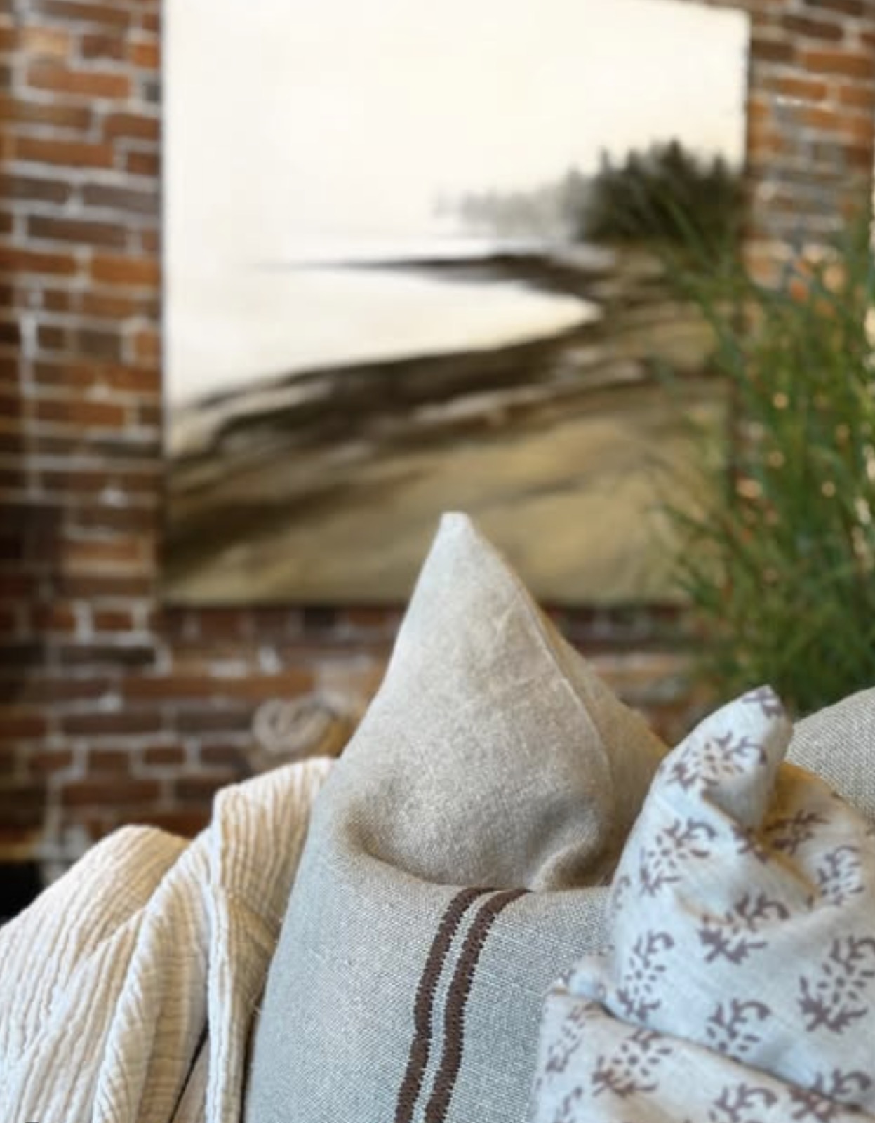 Close view of Belgian linen, folded